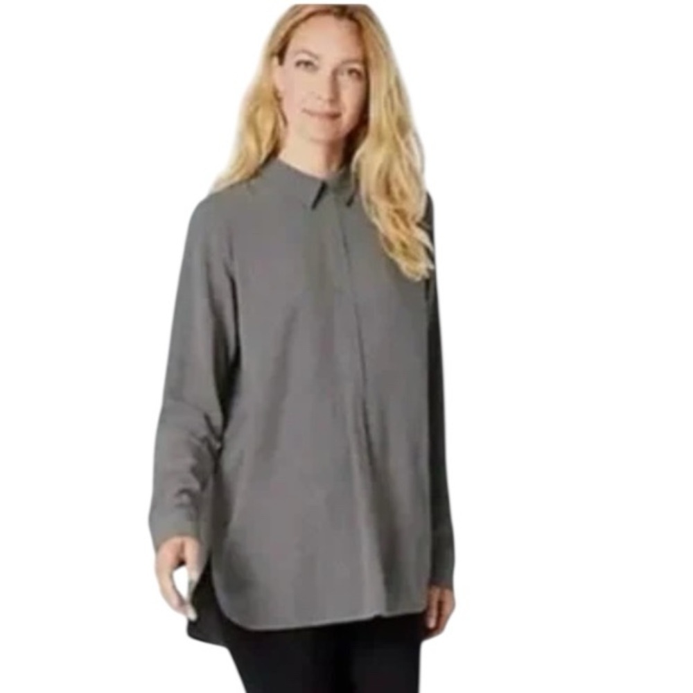 J Jill Peter Pan Collar Back Button Detail Blouse